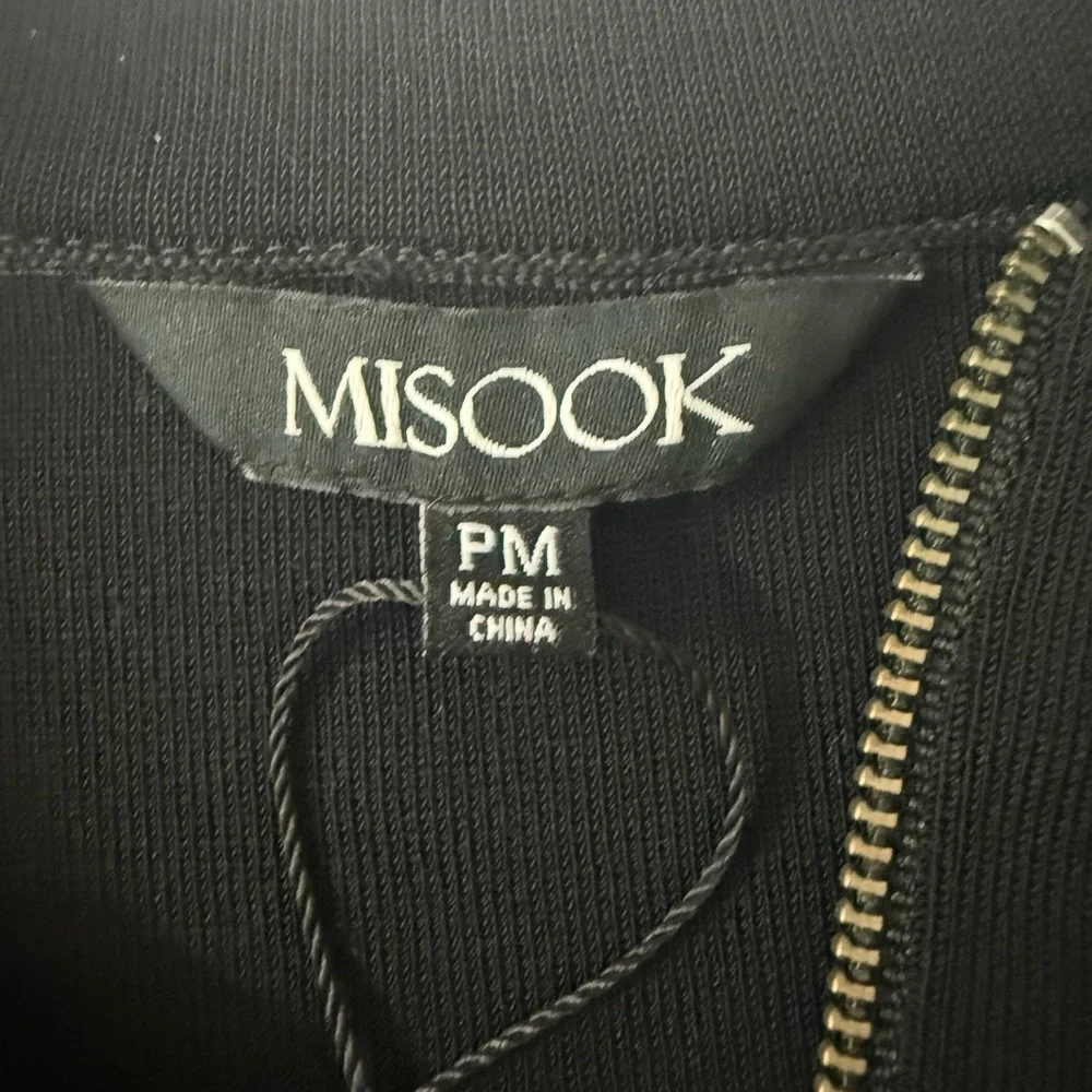 MISOOK BLACK SHIFT DRESS LEATHER TRIM ZIPPER PM NWT - Picture 2 of 11